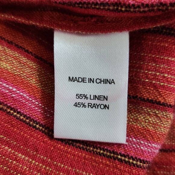 Drew Red and Pink Stripe Linen Boho Strapless Jumpsuit with Slit Legs Size Small - Picture 8 of 9